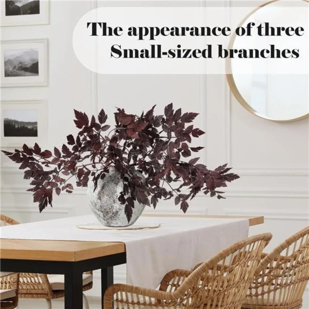Artificial Fall Leaf Stems Faux Plum Spray Autumn Floral Branch Home Decor Set